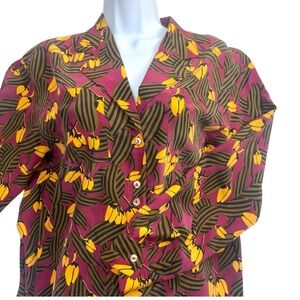 RODIER Vintage Silk Blouse Floral Print 36 Small US 4